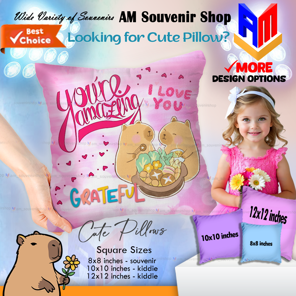 Capy Bara Theme Design for Birthday, Christening, Baby Shower | Gifts - Giveaways - Souvenirs | Plush Fluffy Soft Pillow | Mini Pillow