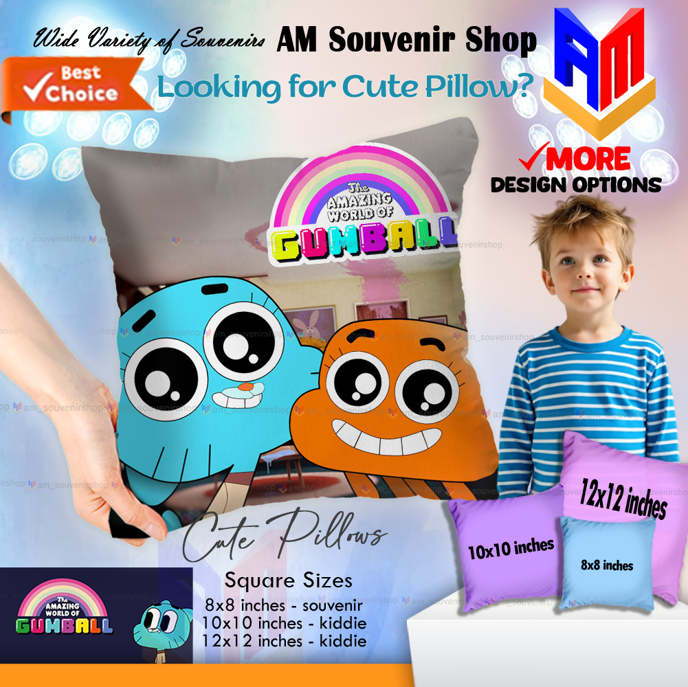 Funny Gum Ball Theme Design for Birthday, Christening, Baby Shower | Gifts - Giveaways - Souvenirs | Plush Fluffy Soft Pillow | Mini Pillow