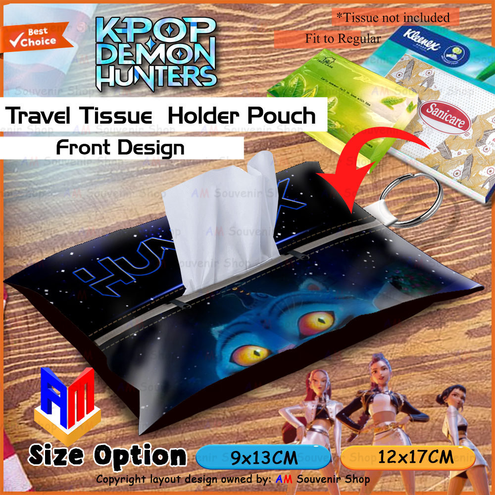 🔥⚔️ KPOP Demon Hunter Keychain Tissue Pouch 🌑✨ – Huntrix Crewmate Travel Accessory 🖤🎶 - Image 2