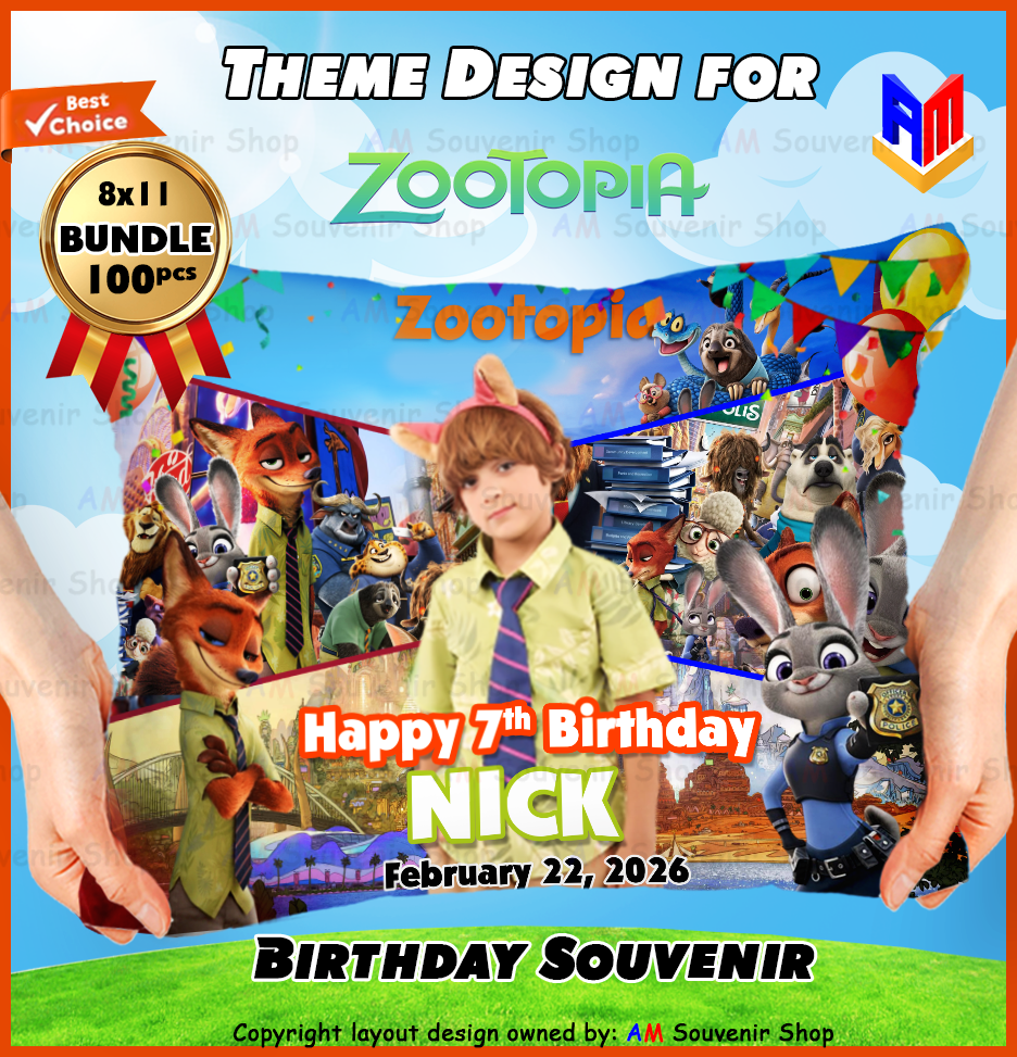 Zootopia Pillow - Birthday Bundle 100pcs 8x11 inches with FREE Tarp 3x5feet