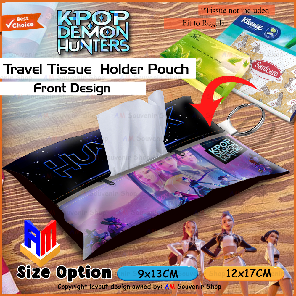 🔥⚔️ KPOP Demon Hunter Keychain Tissue Pouch 🌑✨ – Huntrix Crewmate Travel Accessory 🖤🎶 - Image 3