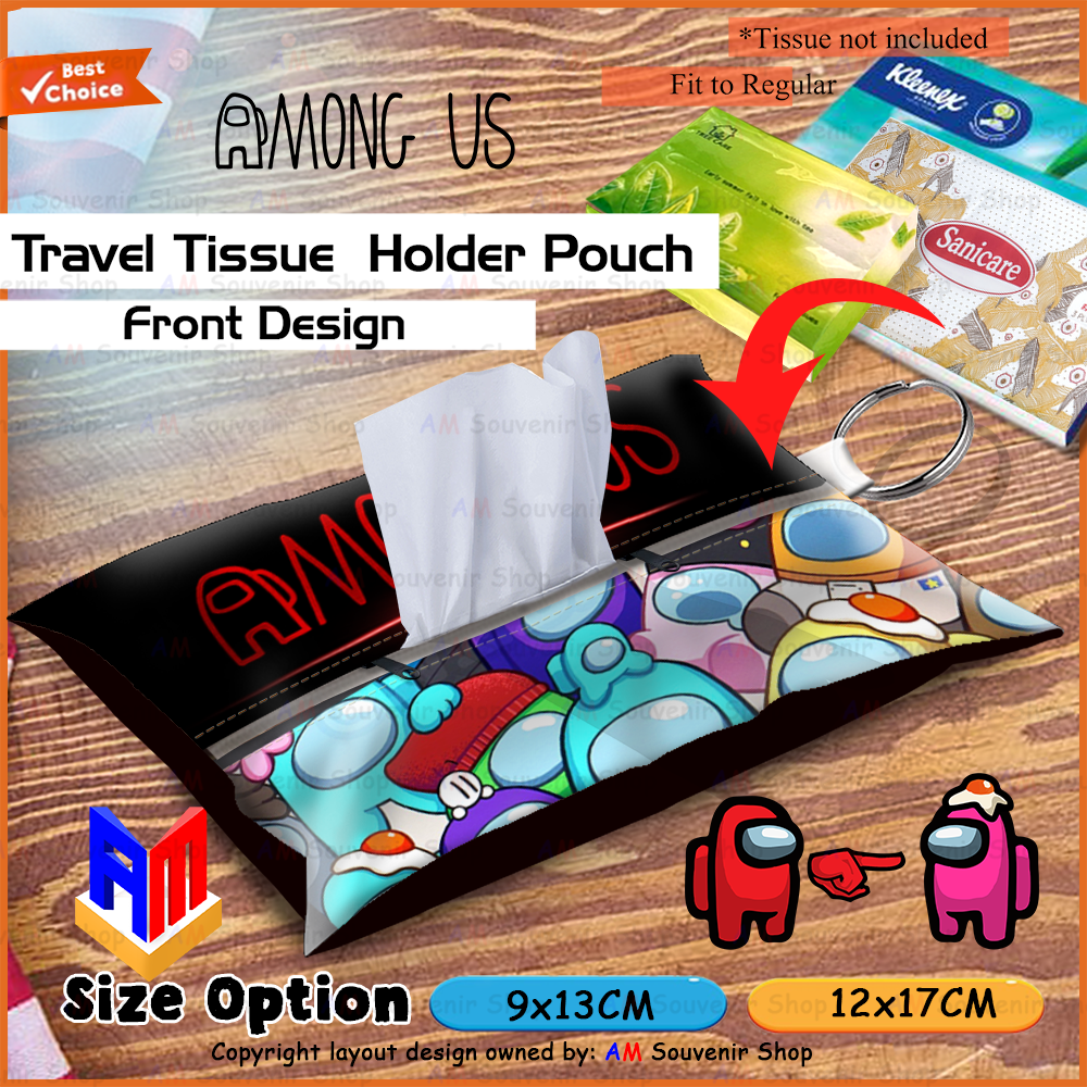 ✨🛸 Among Us Keychain Tissue Pouch 🌈💖 – Cute Crewmate Travel Accessory 🚀🎮