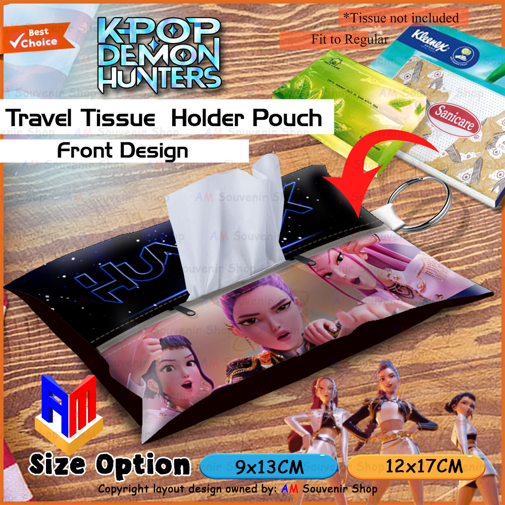 🔥⚔️ KPOP Demon Hunter Keychain Tissue Pouch 🌑✨ – Huntrix Crewmate Travel Accessory 🖤🎶