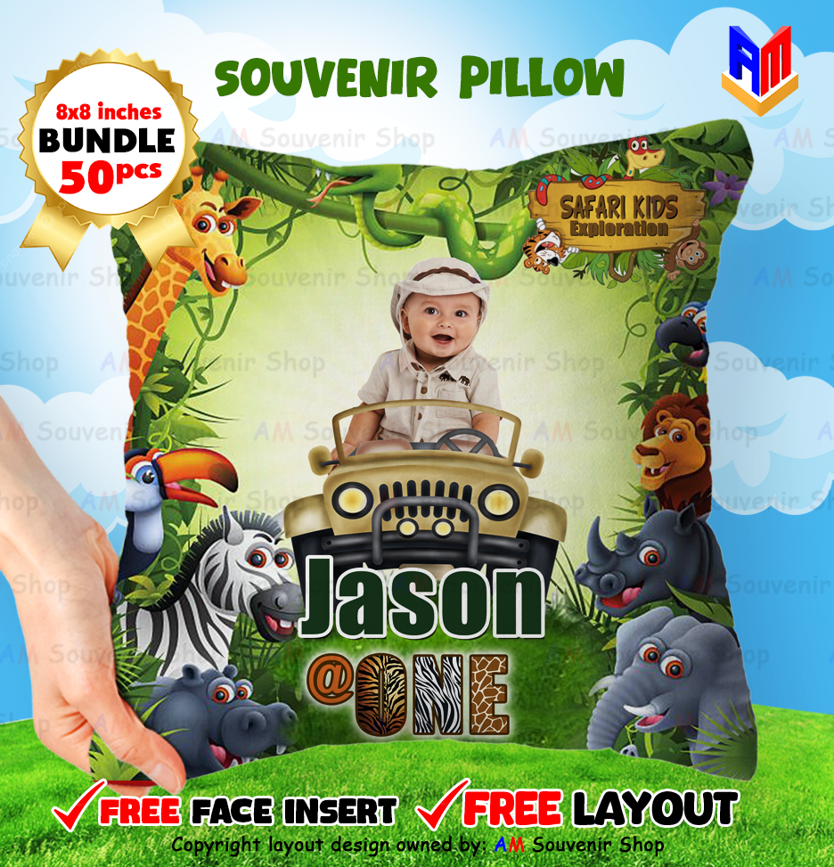Safari Pillow - Birthday Bundle 50pcs 8x8 inches with FREE Tarp 3x3feet