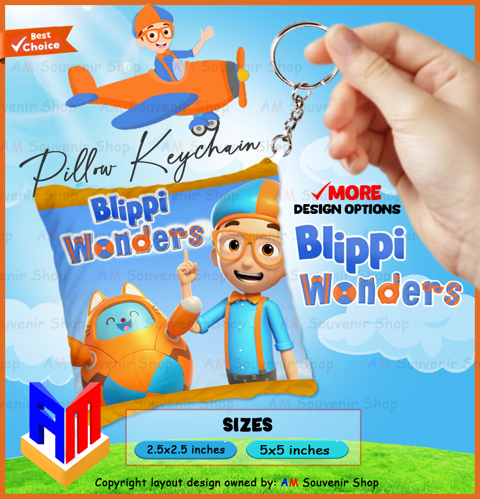 Blippi Plush Pillow Keychain – Cute Kids Cartoon Backpack Bag Charm Souvenir Gift