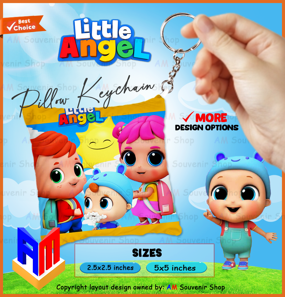 🌈🧸 Little Angel Kids Pillow Keychain – Cute Plush Bag Charm Party Favor Gift 🎁💫🎒💝